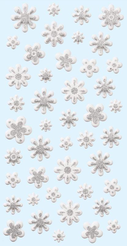 SOFTY Sticker Blüten weiss silber